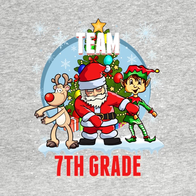 Team 7TH GRADE Santa Elf Reindeer Flossing Kids Christmas by johnbbmerch